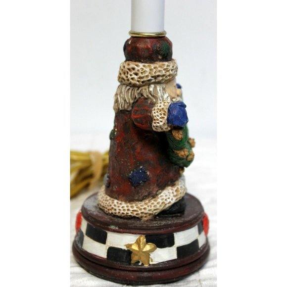 Faux Carved Wood Christmas Santa Table Accent Lamp Holiday Decor Night Light - Picture 2 of 9